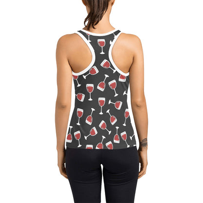 Wine Glass Print Design LKS303 Women's Racerback Tank Top