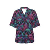 Tribal aztec Dark Multicolor Women's Hawaiian Shirt