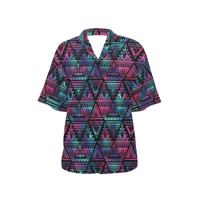 Tribal aztec Dark Multicolor Women's Hawaiian Shirt