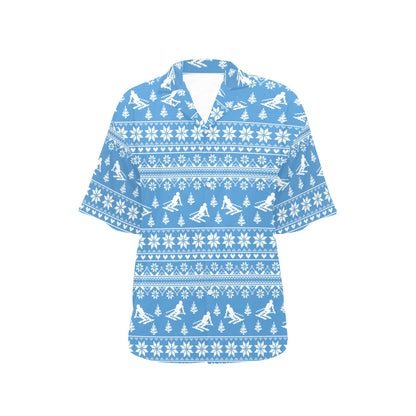 Ski Knit Pattern Print Design LKS302 Women's Hawaiian Shirt