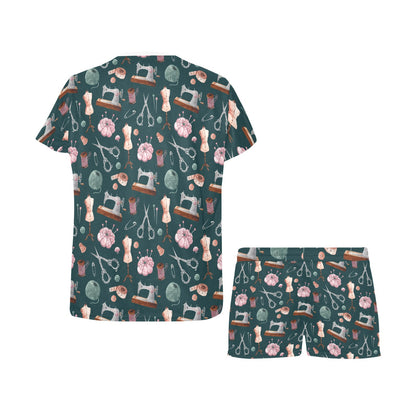 Sewing Equipment Print Design LKS307 Women's Short Pajama Set
