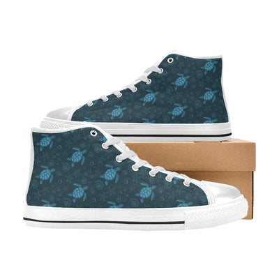 Sea Turtle Print Design LKS308 High Top Women's White Shoes