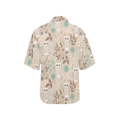 Owl Pattern Print Design A02 Women's Hawaiian Shirt
