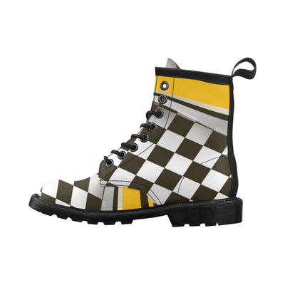 Checkered Flag Racing Style Women's Boots