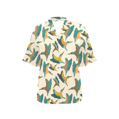 Kingfisher Pattern Print Design 02 Women's Hawaiian Shirt