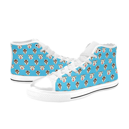 Siberian Huskies Print Design LKS306 High Top Women's White Shoes