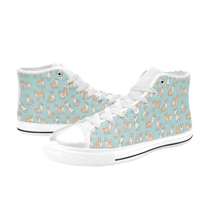 Shiba Inu Print Design LKS304 High Top Women's White Shoes