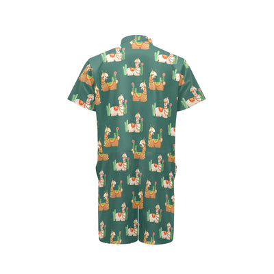 Llama Cactus Pattern Print Design 07 Men's Romper