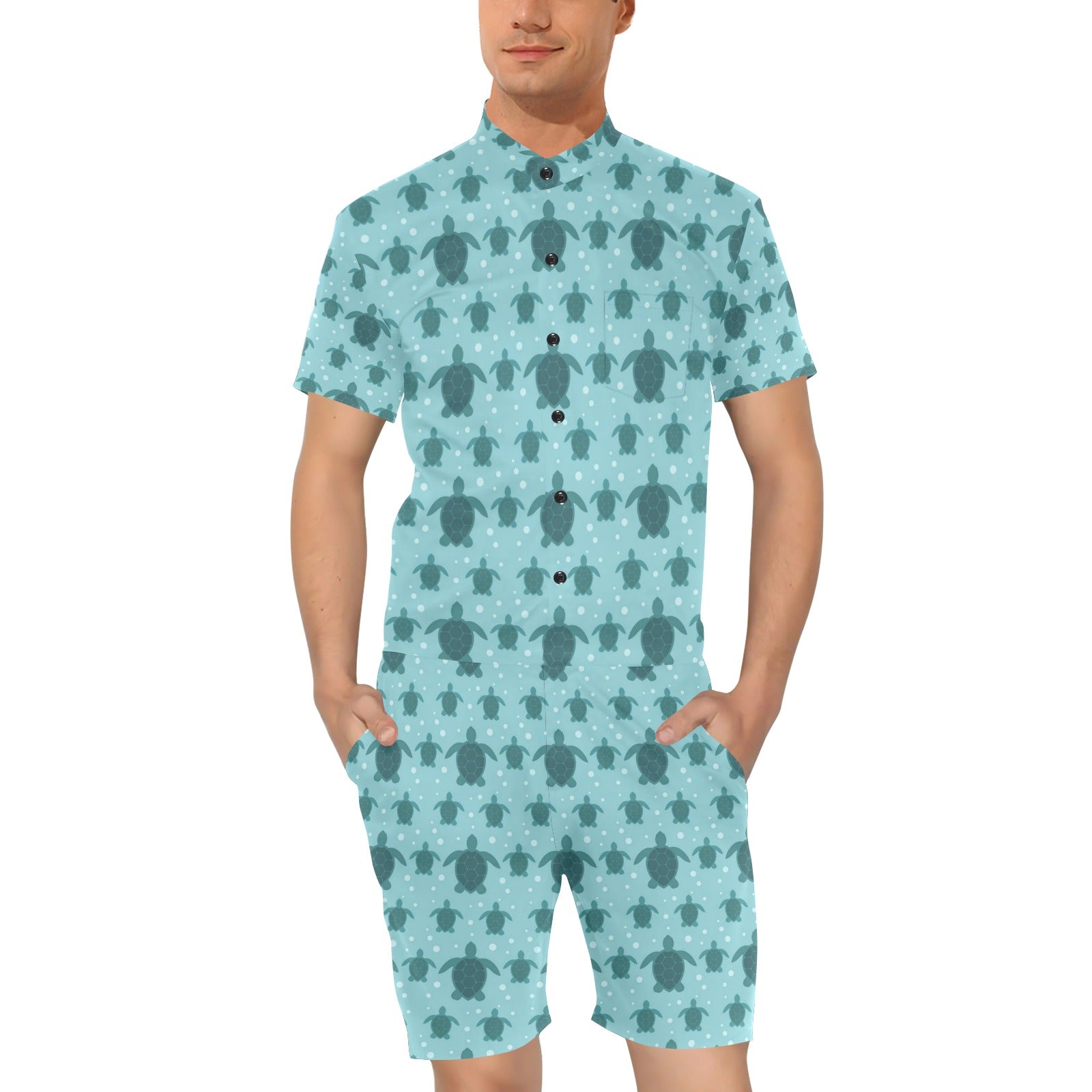 Sea Turtle Print Design LKS305 Men's Romper