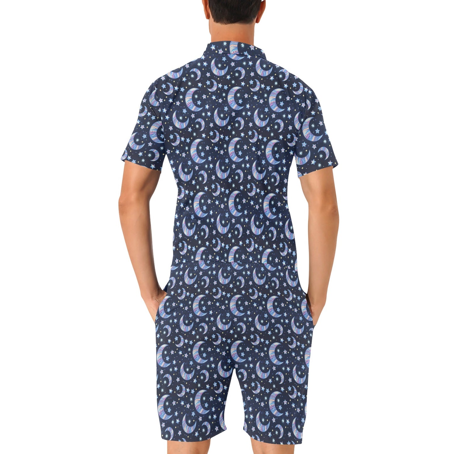 Celestial Moon Pattern Print Design 03 Men's Romper