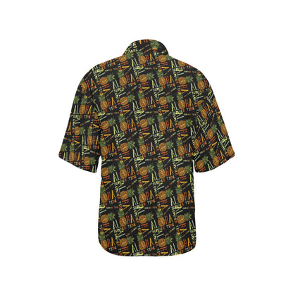 Aloha Hawaii Time Design Themed Print Women's Hawaiian Shirt