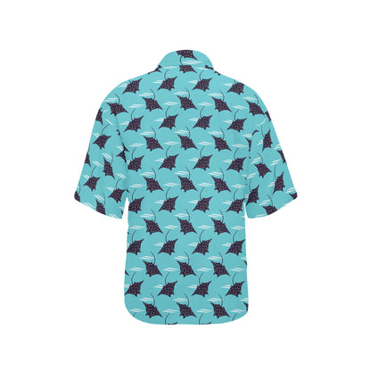 Manta Ray Print Design LKS403 Women's Hawaiian Shirt
