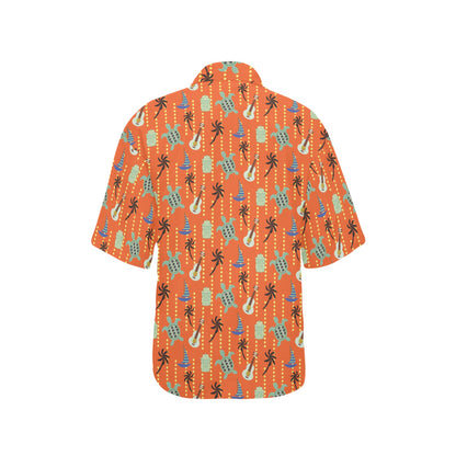 Ukulele Print Design LKS402 Women's Hawaiian Shirt