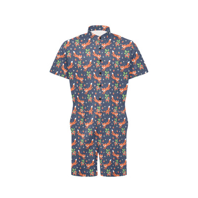 Fox Strawberry Print Pattern Men's Romper