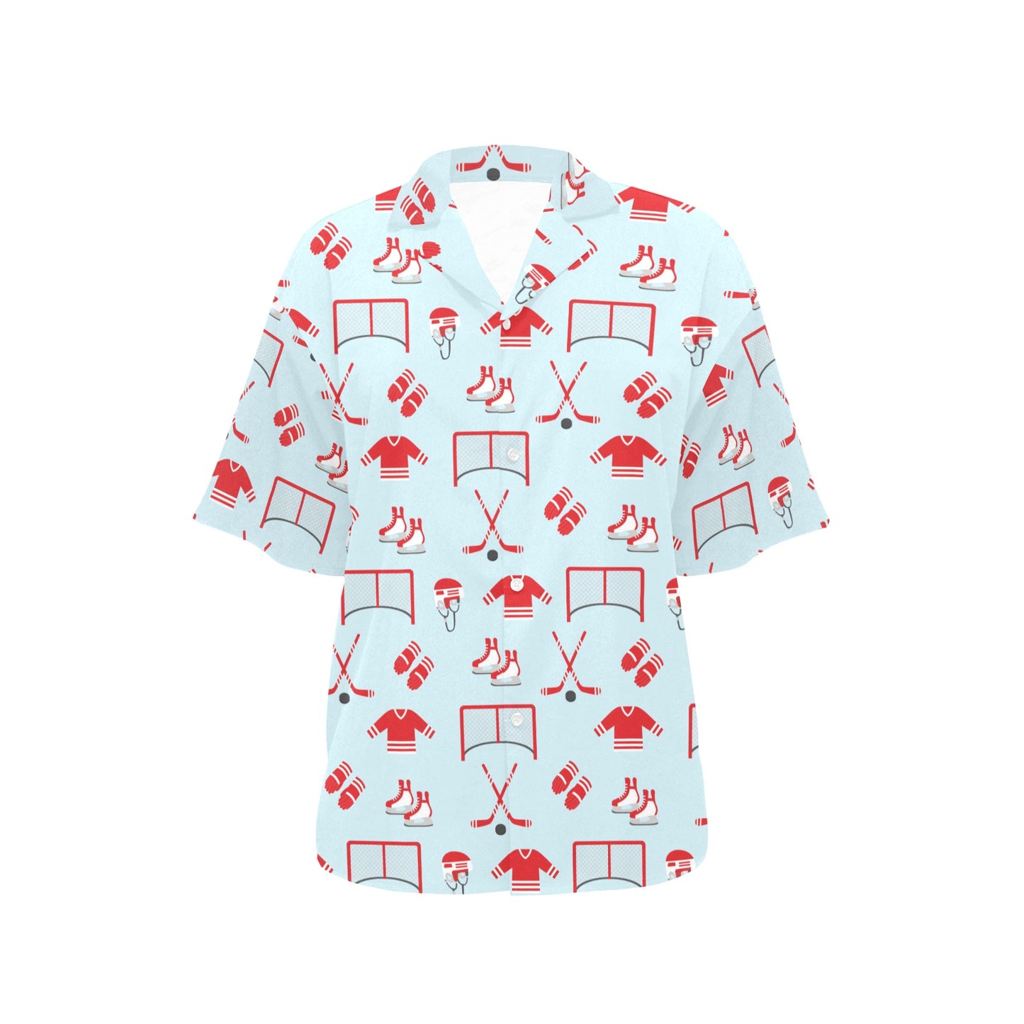 Hockey Red Equipment Print Design LKS305 Women's Hawaiian Shirt