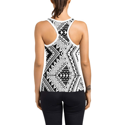 Samoan Tattoo Style Print Design LKS307 Women's Racerback Tank Top
