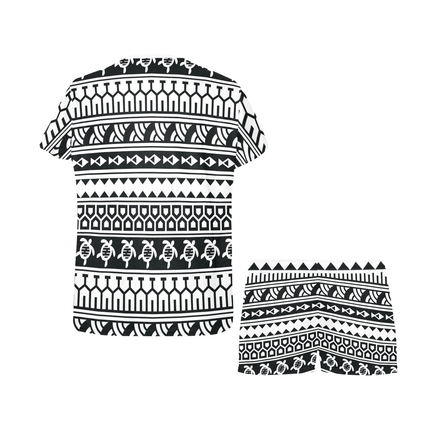 Samoan Pattern Print Design LKS303 Women's Short Pajama Set