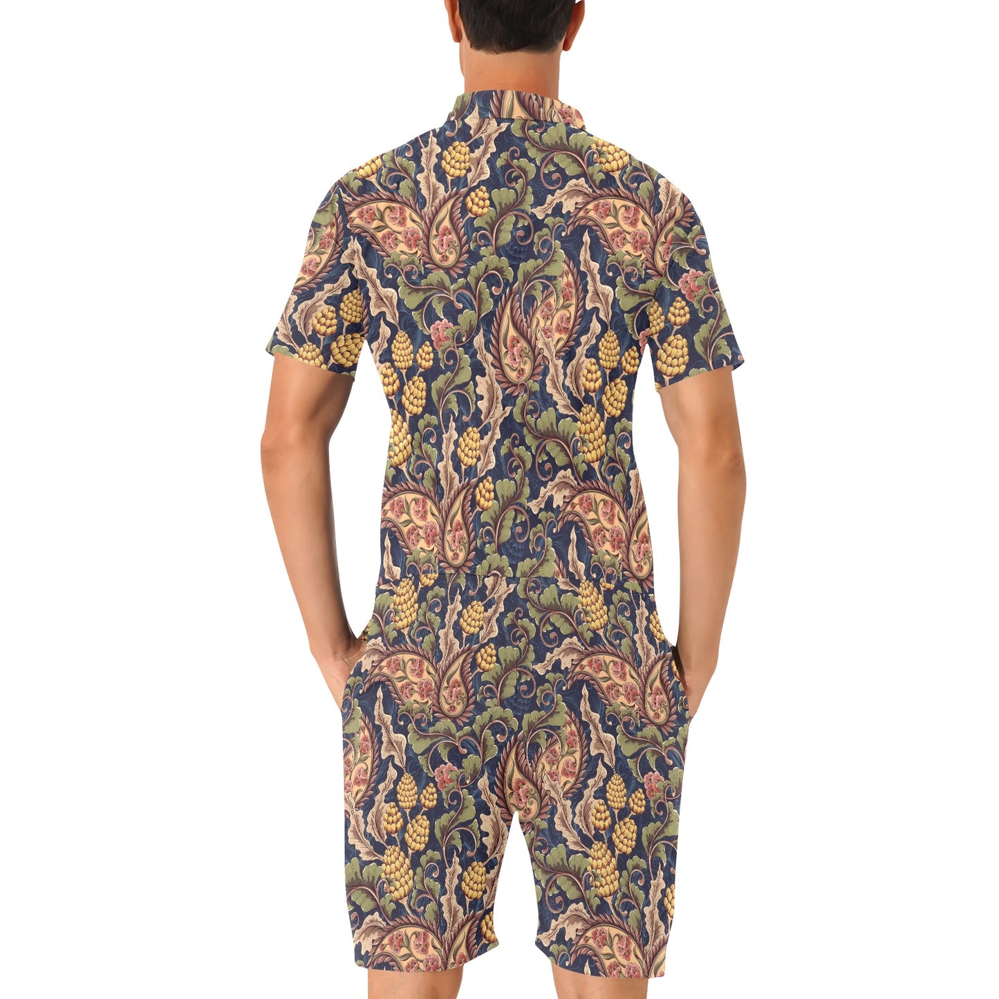Floral Vintage Classic Print Men's Romper