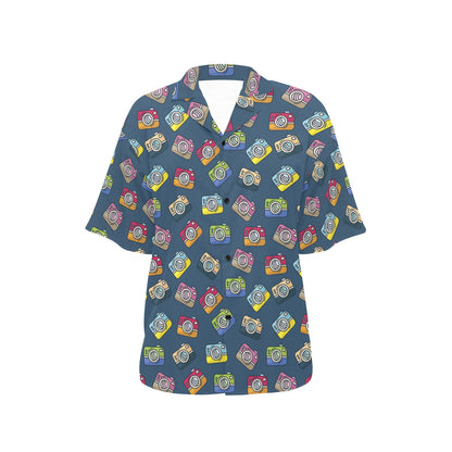 Camera Pattern Print Design 03 Women's Hawaiian Shirt