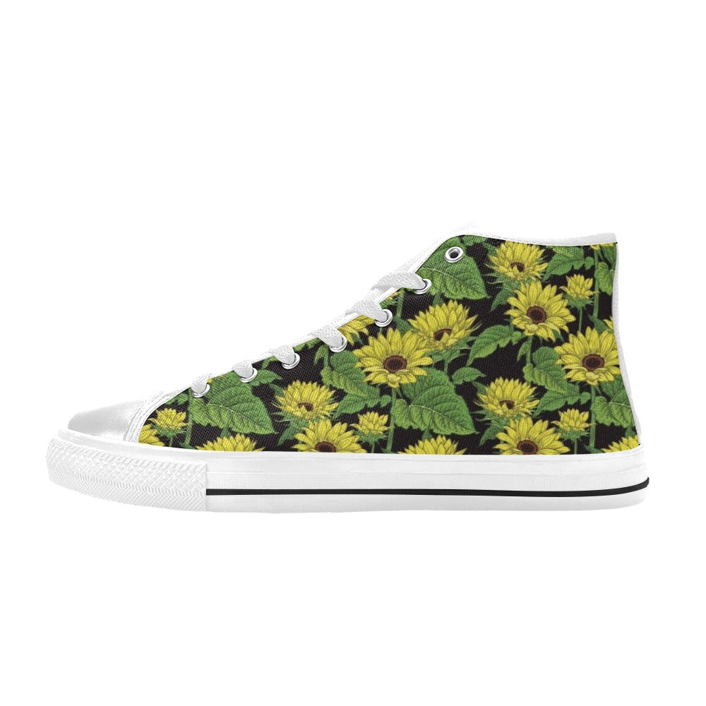 Sunflower Print Design LKS3010 High Top Women's White Shoes