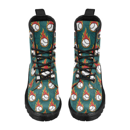 Baseball Fire Print Pattern Women's Boots
