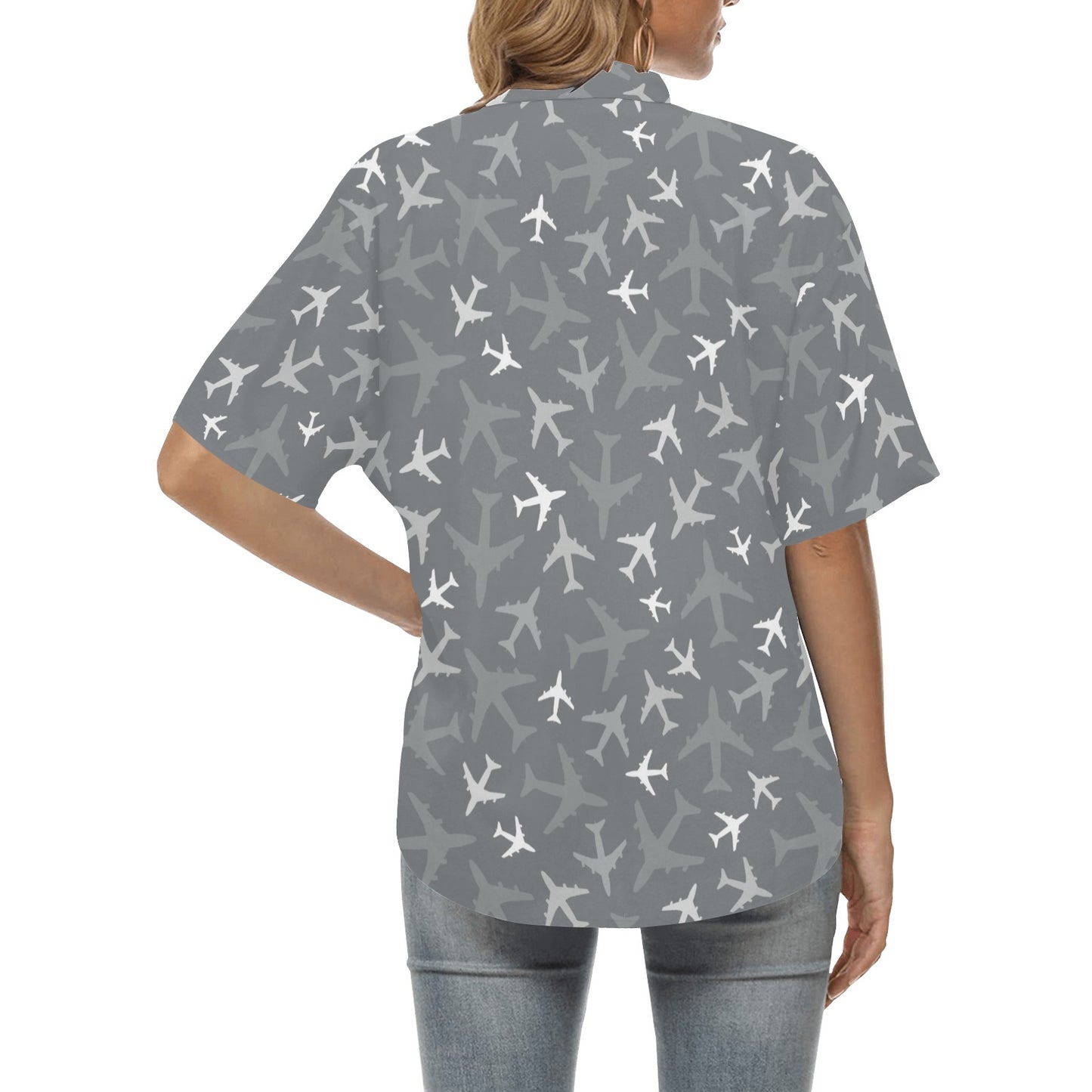 Airplane Pattern Print Design 02 Women's Hawaiian Shirt