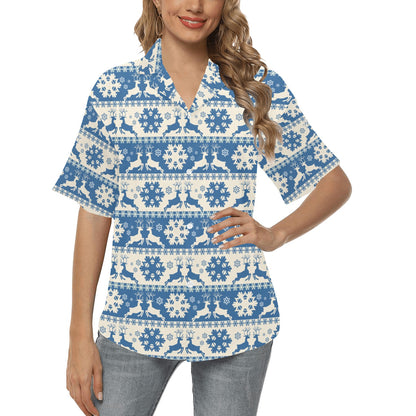 Reindeer Print Design LKS401 Women's Hawaiian Shirt