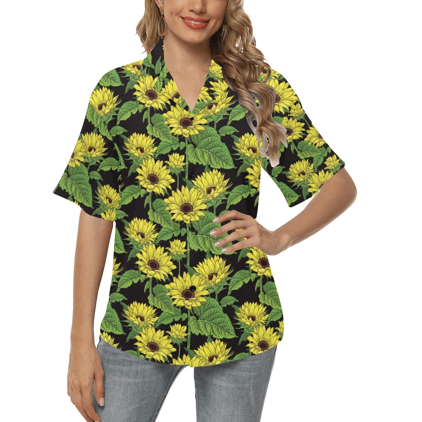 Sunflower Print Design LKS3010 Women's Hawaiian Shirt