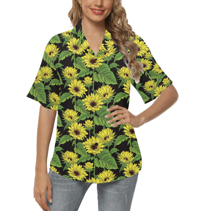 Sunflower Print Design LKS3010 Women's Hawaiian Shirt