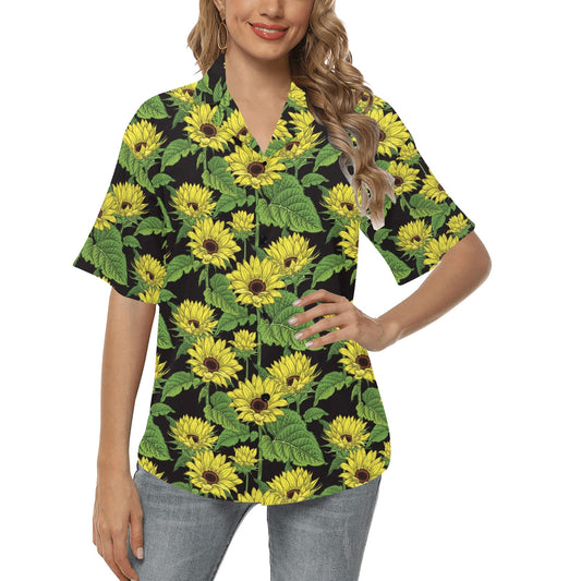 Sunflower Print Design LKS3010 Women's Hawaiian Shirt