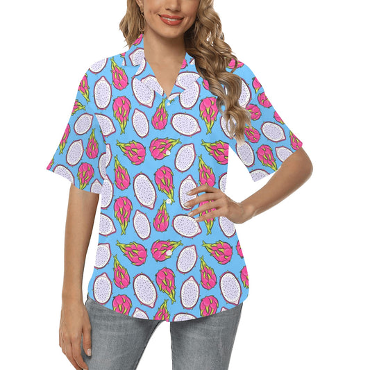 Dragonfruit Pattern Print Design DF04 Women's Hawaiian Shirt