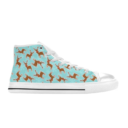 Reindeer Print Design LKS403 High Top Women's White Shoes