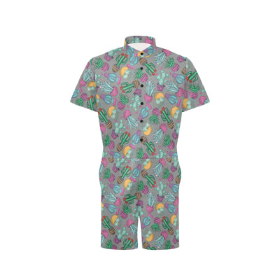 Cactus Colorful Print Pattern Men's Romper