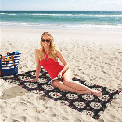 Sugar Skull Print Design LKS304 Beach Towel 32" x 71"