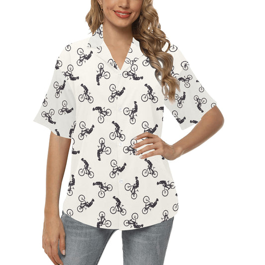 Mountain bike Pattern Print Design 01 Women's Hawaiian Shirt