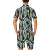 Gold Glitter Cyan Tropical Palm Leaves Men's Romper