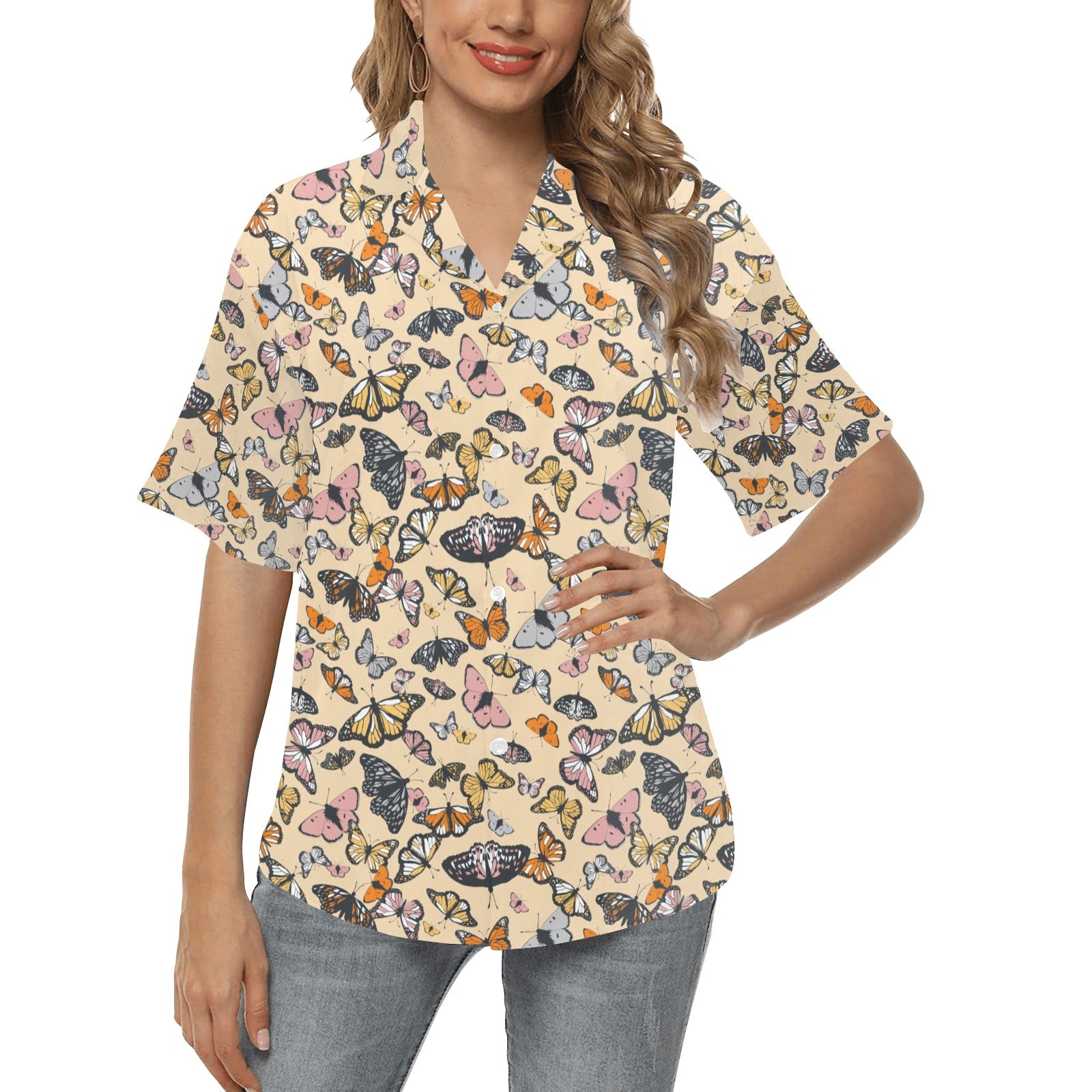 Butterfly Pattern Print Design 04 Women's Hawaiian Shirt