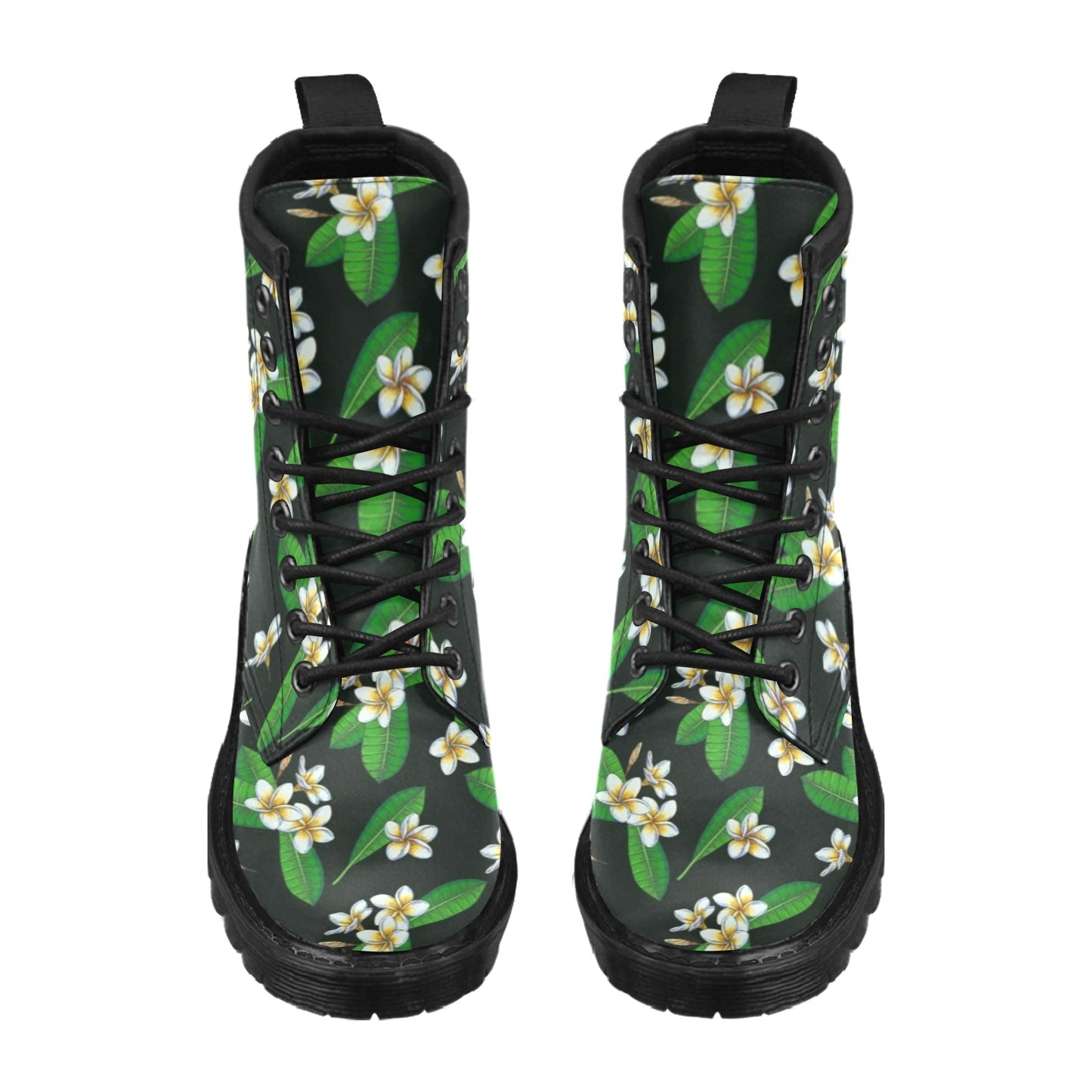 White Plumeria Pattern Print Design PM023 Women's Boots