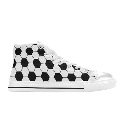 Soccer Ball Texture Print Design LKS303 High Top Women's White Shoes