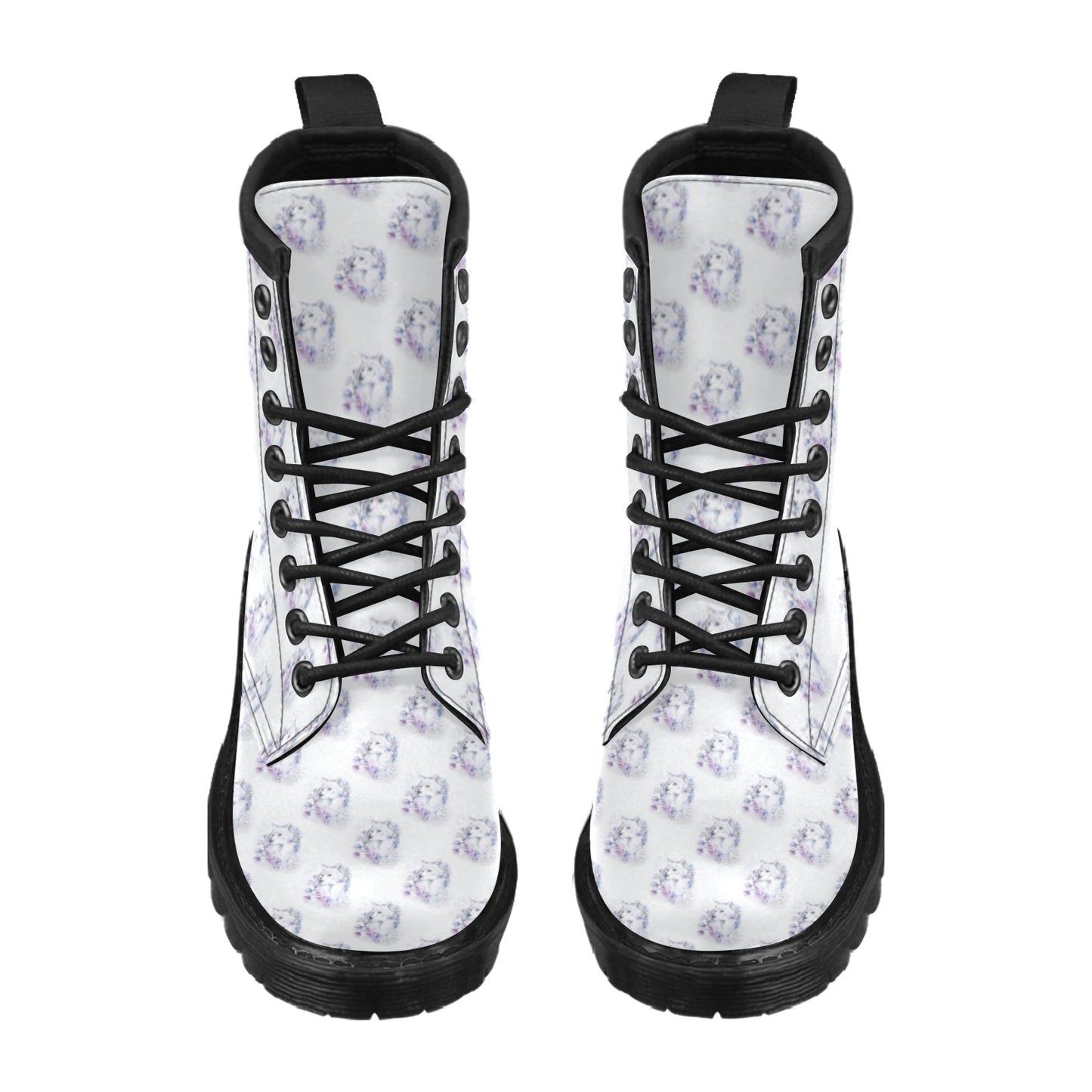 Wolf with Flower Print Design Women's Boots
