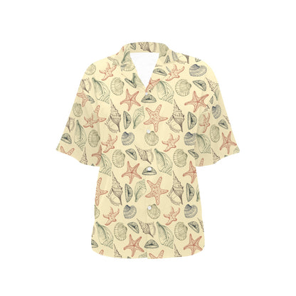 Seashell Print Design LKS305 Women's Hawaiian Shirt