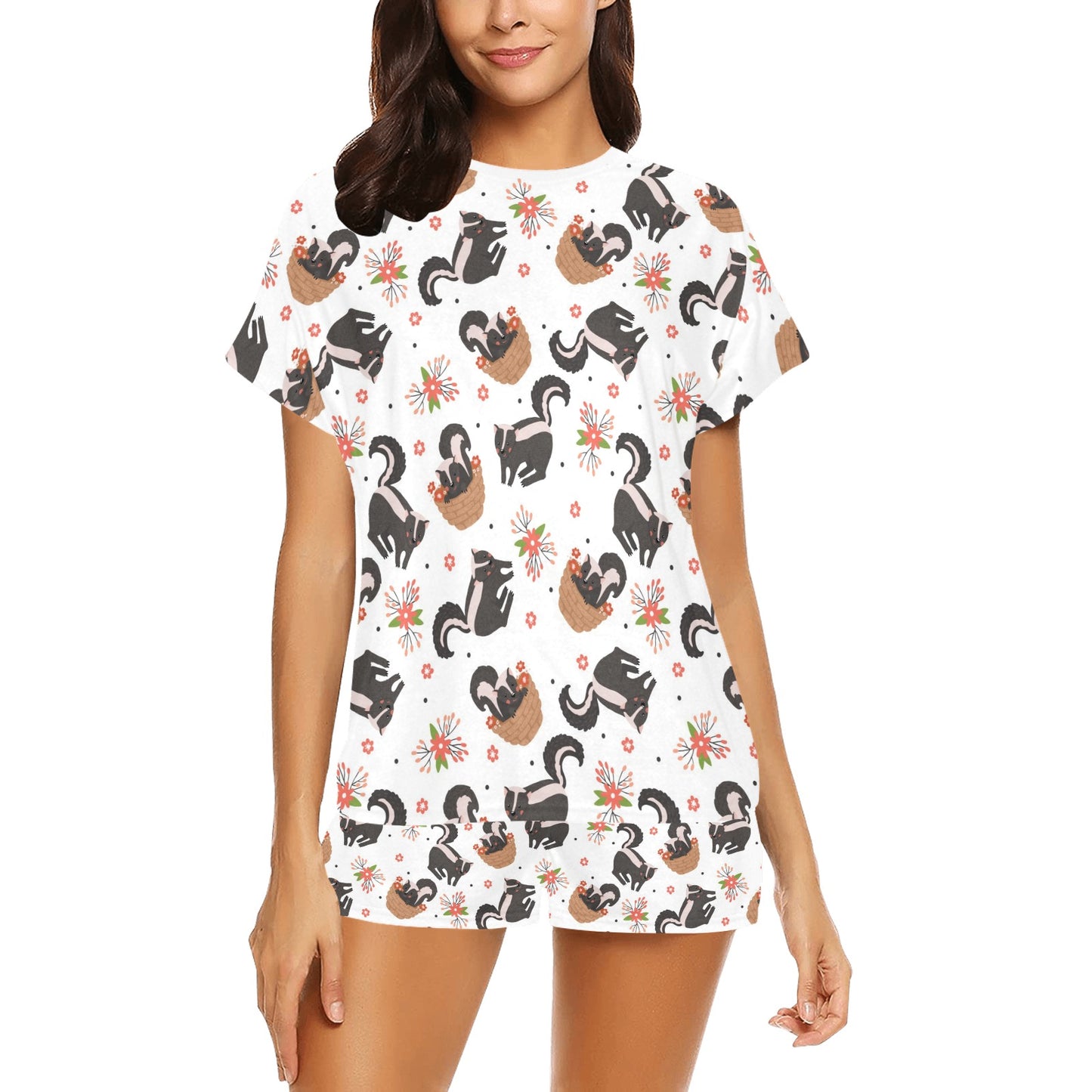 Skunk Print Design LKS304 Women's Short Pajama Set