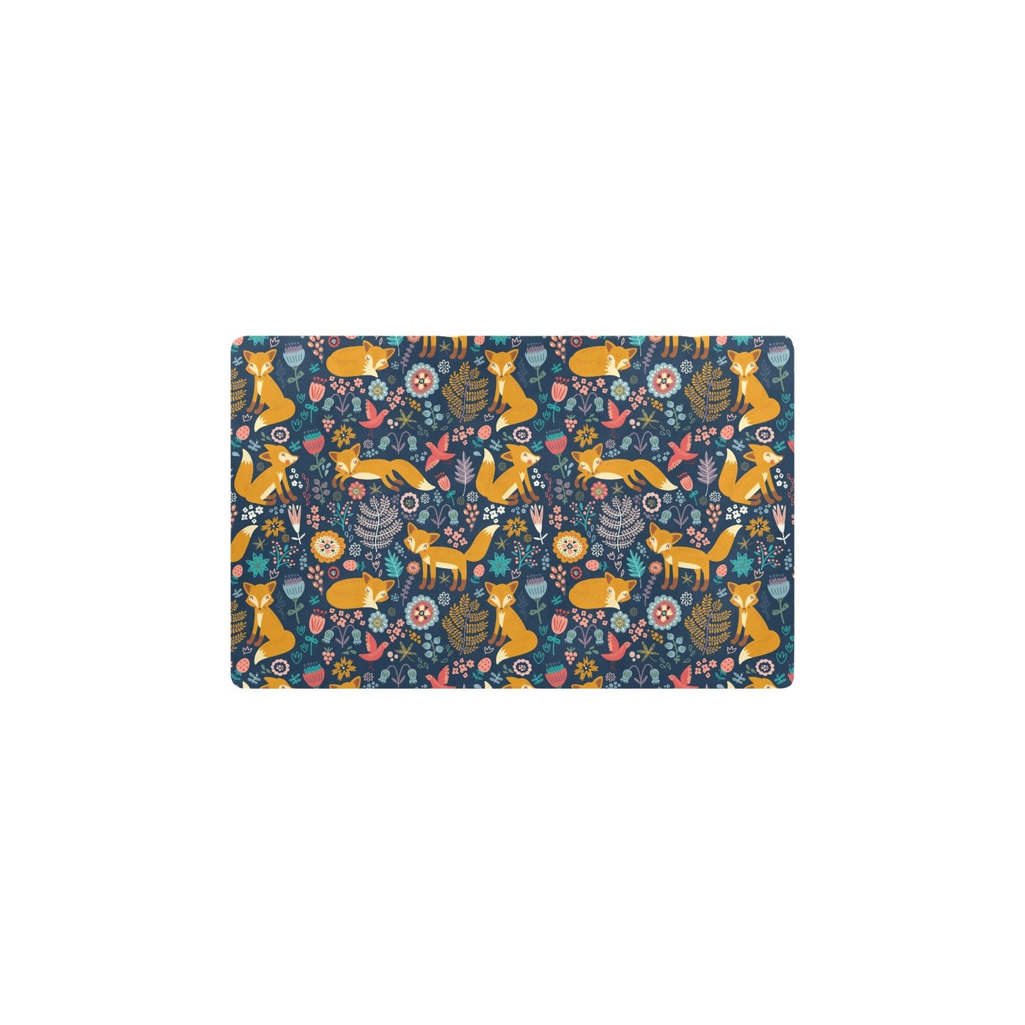 Fox Cute Jungle Print Pattern Kitchen Mat