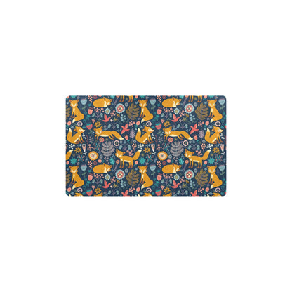 Fox Cute Jungle Print Pattern Kitchen Mat