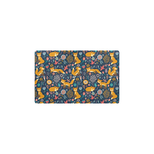Fox Cute Jungle Print Pattern Kitchen Mat