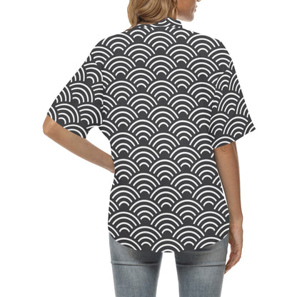 Scales Black White Pattern Print Design 03 Women's Hawaiian Shirt