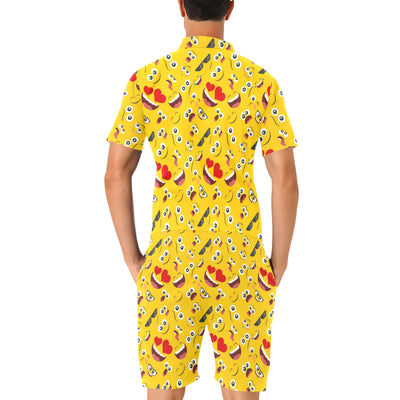 Emoji Face Print Pattern Men's Romper