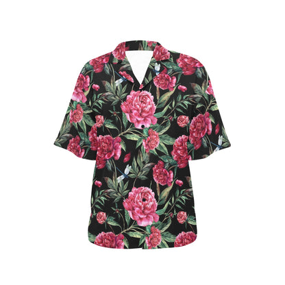 Peony Pattern Print Design PE04 Women's Hawaiian Shirt