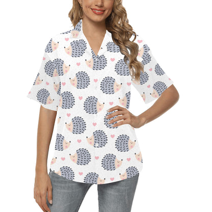 Hedgehog Baby Pattern Print Design 03 Women's Hawaiian Shirt