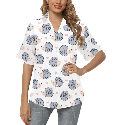Hedgehog Baby Pattern Print Design 03 Women's Hawaiian Shirt